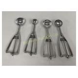 INOX Cookie/ Ice Cream Scoop Assortment 4 Pc Lot