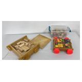 VTG Toots: Toy Wood Block Wagon-Pull Toy