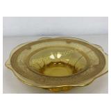 VTG Amber Depression w/Gold Rim Bowl 12ï¿½" Diameter