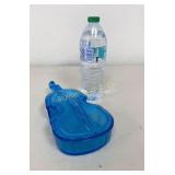 VTG Blue Glass Violin Trinket Box w/ Lid