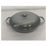 Le Ceuset Gray Enamel Cast Iron Pan w/ Lid #26