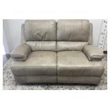 Bassett Power Reclining Leather Loveseat, Power