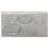 Pyrex  Glass Lids 5 Pc Lot Various Sizes