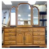 Sumter Oak Dresser w/ Tri-Fold Mirror