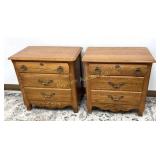 Cochrane Oak 3 Drawer Night Stands 2pc lot