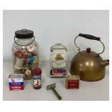 VTG Jar w/ Thread, Spice Tins, Razor Stick Match