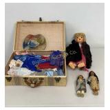 VTG Doll w/ Mink Coat & Clothing Assortment