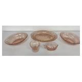 VTG Pink Depression Creamer, Serving Bowls