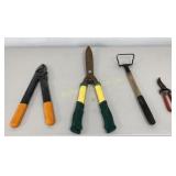 Tree Pruners, Hedge Clippers, Weeder 4 Pc Lot