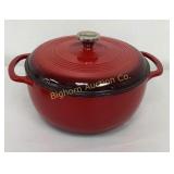 Lodge Cast Iron Red Enamel Dutch Oven w/ Lid