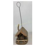 Rustic Wood Bird House w/ Twisted Wire Hanger