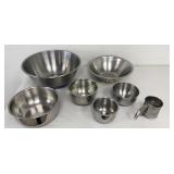 Stainless Steel Mixing Bowls & Sifter 7 Pc lot