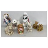 Rabbit Figurines Spring Decor 7 Pc Lot