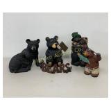Bear Statues 5 PC Lot Resin
