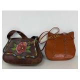 VTG Beaded Purse, Leather Purse 2 Pc Lot