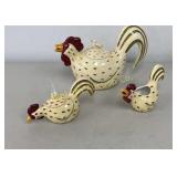 Carol Endres Ceramic Rooster Teapot w/ Creamer