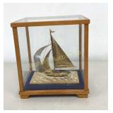 VTG German Silver Sailboat Sculpture in Display