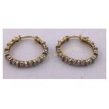 Diamond Earrings .925 Silver, Gold Layered