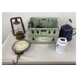 VTG Items: Brass Door Knob Set, White Enamel