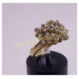 Diamond Ring Size 6.75 , 14K Yellow  Gold