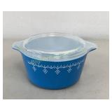 VTG Pyrex Blue Ovenware Snowflake Garland Blue