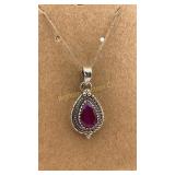 Ruby Pendant Sterling Silver