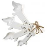 White Dachshund Ceramic Measuring Spoon Set