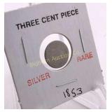 1853 Silver Three Cent Piece (Trime) Rare
