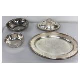 VTG Silver Plate Platter & Serving Bowls, Covered