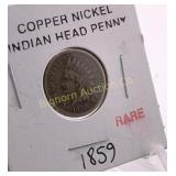 1859 Copper Nickel Indian Head Cent Rare