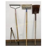 14" Floor Scraper, Flat Shovel, Garden Rack, Tree