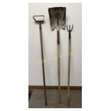 Garden Cultivator, Weeder, Flat Shovel 3 Pc Lot