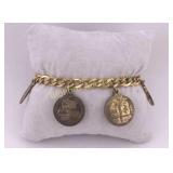 VTG 7' Bracelet 12K Gold Filled w/ Medallions