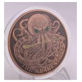 Five Ounce .999 Copper The Kraken Round