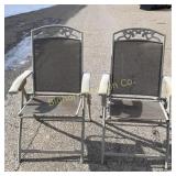 Folding Outdoor Chairs w/Arms & Adjustable Recline