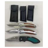Pocket Knife Assortment w/ Nylon Sheaths 3 Pc Lot