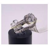 Engagement Ring Size 7.25 Sterling Silver CZ's