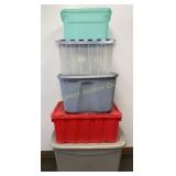 Storage Totes w/ Lids Various Sizes 5 Pc Lot