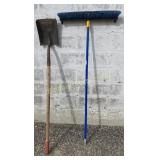 Flat Shovel, 24" Push Broom 2 PC Lot