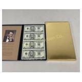 Uncut Sheet 2003 Five Dollar Star Notes in Display