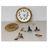 Bird Wall Clock w/ Sounds on the Hour, Hummingbird