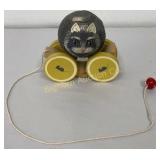 VTG Briere Cat Face Folk Art Pull Toy Cart
