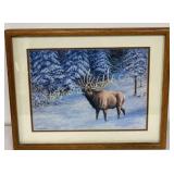 George Wise Art Print 'Bull Elk' Signed & Framed