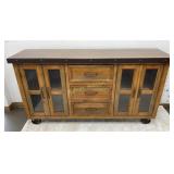 Industrial Style Sideboard w/ Metal Wheel,
