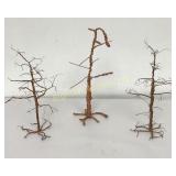 Hand Crafted Copper Wire Trees 3 PC Lot