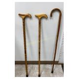 Wooden Canes 35'-36' Long 3 Pc Lot