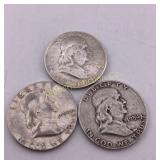 1954 Franklin Half Dollar Mint Mark Set