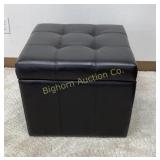 Black Vinyl Ottoman w/ Storage