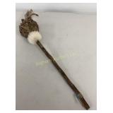 Native Style Rattle w/ Feathers & Fur 18' Long