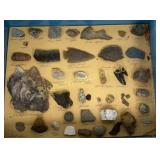 Rock Collection w/Arrowhead In Display; Jasper,